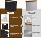 Toilet Paper Storage Basket with Lid - The Ultimate Bathroom Organizer, Free Standing Toilet Paper Holder for Up to 9 Mega Rolls, Toilet Tissue Storage Bin with Handle for RV Closet, Black
