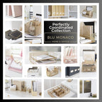 BLU MONACO | White Wood Desk Organizer with Drawer | Compact Desktop Mail & Office Supplies Storage with 6 Compartments | Modern Home Office Accessories for Women, Kitchen Counter & Reception Areas