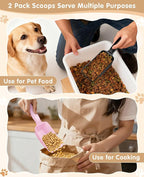 2-Pack Dog Food Scoop 1 Cup, Plastic Pet Food Measuring Scoop With Measuring Lines (1/2 & 1 Cup Markings) for Dogs, Cats, Fish, Bird（Black and Pink)