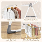 APEXCHASER Clothes Drying Rack, Foldable Drying Rack Clothing, Sturdy Metal Laundry Drying Rack, Height-Adjustable Gullwing, Easy to Fold, Space-Saving, for Indoor Outdoor, White