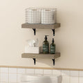 Furinno Tanna Floating Shelves for Wall Set of 2, 15-Inch Bathroom Wall Shelf, Wall Mounted Shelf, for Bathroom Organizers and Storage, Living Room, Natural