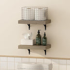 Furinno Tanna Floating Shelves for Wall Set of 2, 15-Inch Bathroom Wall Shelf, Wall Mounted Shelf, for Bathroom Organizers and Storage, Living Room, Natural