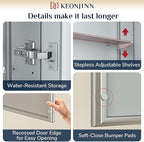 Keonjinn 40 x 32 Inch Large Medicine Cabinet for Bathroom, Silver Lightweight Combined Double Doors Mirrored Cabinet, Assembly Needed, Recessed or Wall Mount, Flexiable Ample Storage, Soft Closing