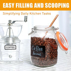 Encheng 50oz Glass Jars with Clamp Lids,Set of 4,1500ml Square Wide Mouth Mason Jars with Airtight Lids,Large Glass Storage Container with Clip Lids for Kitchen,Flour,Pasta,Beans