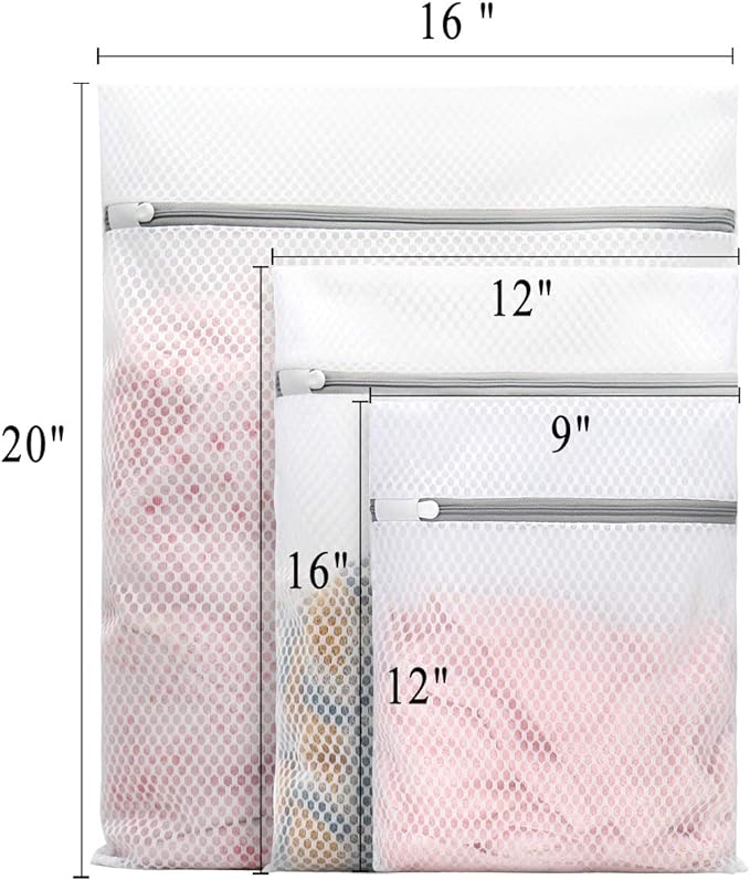 Muchfun 3Pcs Durable Honeycomb Mesh Laundry Bags for Delicates (1Large, 1Medium, 1Small)