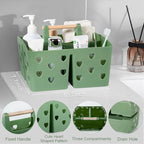 Anyoifax Portable Shower Caddy Plastic Shower Basket Organizer Divided Bathroom Caddy Storage Cleanning Caddy Tote with Handle for College, Dorm Room, Kitchen, Green