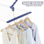 APEXCHASER Clothes Drying Rack - Foldable Laundry Rack Indoor Outdoor, Gullwing Drying Rack Clothing with 10pcs Clips + Bag, Collapsible Space-Saving Clothes Rack for Drying Towels Dolls, White