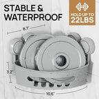 LEVERLOC Corner Shower Caddy Suction Cup, Shower Caddy Basket Powerful Suction Bathroom, Waterproof & Rustproof Organizer for Bathroom Storage, No-Drilling Removable (Grey)
