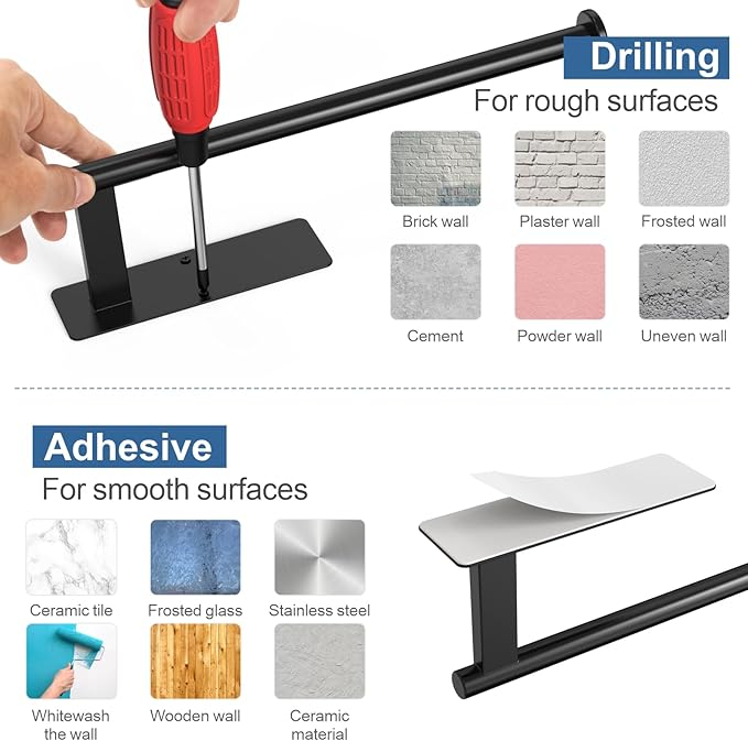 Paper Towel Holder Under Cabinet 2 Pack, Upgraded Self Adhesive Paper Towel Holder Wall Mount for Kitchen, Bathroom, RV, Bend-Resistant, Self-Adhesive or Drill mounting