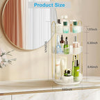 360 Rotating Makeup Organizer - Large Capacity Spinning Perfume & Cosmetic Skincare Holder for Countertop (Pearl White, 3 Tier)