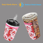 Reusable Neoprene Insulator Sleeve for Iced Coffee & Cold Soda, Coffee Sleeves for Iced & Hot Drinks, Cold Beverage Cooler Compatible with Starbucks, Dunkin (Bow&Cherry, Small: 16-18oz)