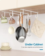 3 Pack Mug Hooks Under Cabinet, Coffee Mug Holder for Hanging Under Shelf, Cup Hanger with 9 Hooks for Displaying Mugs, Coffee Cups and Kitchen Utensils, White