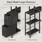 7-Tier Over the Toilet Storage Cabinet with 2 Large Drawers & 6 Hooks, Over the Toilet Storage with Toilet Paper Holder, Bathroom Over Toilet Storage for Bathroom, Laundry Room, Black