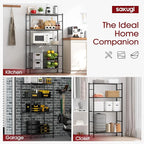 Storage Shelves - 4 Tier Shelf Organizer, Heavy Duty Garage Shelving Unit with Leveling Feet, Stable Metal Shelves Organizer for Pantry, Kitchen and Closet, 33.0" W x 12.6" D x 57.2" H, Black