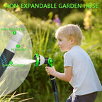 Garden Hose 50 FT, NON-EXPANDABLE Heavy-Duty Flexible & Lightweight Water Hose with 10-Function Nozzle, No-Kink, Leak-Proof Super Fabric, Solid Fittings for Lawn, Car, Outdoor (Black Blue)