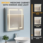30 * 26 Bathroom Lighted Medicine Cabinet, Professional Makeup Medicine Cabinet Mirror, Large Storage LED Mirror with USBs, Stepless Dimming & Anti-Fog, 3-Color Light