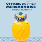 Silver Buffalo Disney Lilo and Stitch Pineapple Tropical 3D Sculpted Ceramic Cookie Snack Candy Jar (Medium)