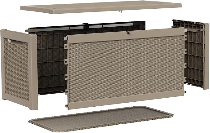 320 Gallon Deck Box Large Outdoor Storage Box Waterproof for Patio Furniture,Outdoor Cushions,Garden Tools and Pool Supplies,Weatherproof(Grey,320Gallon)