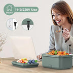 Vingud Electric Lunch Box 100W, 4 in 1 Heated Lunch Box for Adults, Portable Heating Lunch Box for Work/Car/Truck, with 1.8L Stainless Steel Container, 12V 24V 110V 220V, Green Grey