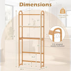 Tangkula Bamboo Over The Toilet Storage, 3-Tier Over Toilet Organizer Rack with 5-Position Adjustable Shelves, 3 Hooks, Adjustable Bottom Bar, Laundry Room Shelf, 28.5" Wide Bathroom Space Saver