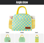 Lunch Bag Women/Men Lunch Box Women/Men (Yellow+Blue Checkerboard)