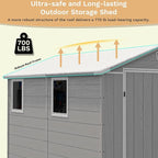 Devoko 6x8 FT Resin Storage Shed with Floor, Outdoor Plastic Garden Shed with Window, Waterproof Tool Storage Shed with Lockable Door for Backyard, Patio, Lawn, Light Gray