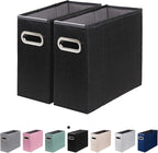 2 Packs Letter Size File Organizer, File Folders Organizer, Fabric Storage Box, Collapsible Paper Organizer with Metal Handle, Smooth PVC Rails, Only Box (Black)