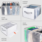 Univivi Extra Large Wardrobe Clothes Organizer Closet Organizer Portable Pants Sweaters Organizer for Closet,T-Shirt, Underwear, Upgraded 7 Grids Jeans Hoodie Organizer Clothes Organizer - Set of 4