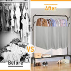 MISSLO 10" Gusseted Garment Bags for Hanging Clothes 32" Suit Bags for Closet Storage Clothing Covers for Shirts, Coats, 3 Packs, Grey