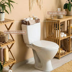 2 Pcs Bathroom Basket Wooden Toilet Tank Paper Basket with Handle Wood Color Bathroom Decor Box Back of Toilet Storage Organizer for Bedroom Vanity Kitchen Countertop Dresser Shelf Decor