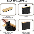 StorageWorks Toilet Paper Storage Basket, Papers Container with Bamboo Lid, Medium Toilets Holder for Up to 9 Mega Rolls, Organizer for Bathroom, Black, 1 Pack