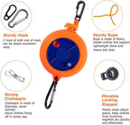 Retractable Camping Clothesline, Adjustable Travel Laundry Rope, Heavy Duty Washing Line with 20 Clothespins & 10 Stoppers for Indoor/Outdoor, Camping, Travel, Courtyard, 33ft (Orange)