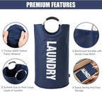 DOKEHOM 125L X-Large Collapsible Washing Laundry Basket Bag (7 Colors) for Bedroom, Fabric (Dark Blue, XL)