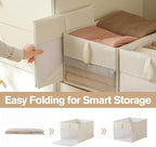 Lifespace Storage Wardrobe Organizer, Large 6-Compartment Foldable Drawer System with Handles, Beige Fabric Storage Box for Clothes, Blankets, Toys, 2-Pack (3, Cream, 20.5”X13“X9”)