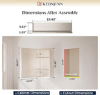 Keonjinn Medicine Cabinet Mirror 16" x 24", Assembly Required, Brushed Nickel Medicine Cabinet with Mirror for Bathroom, Beveled Framed, Wall-Mounted or Recessed, Stepless Adjustable Shelves
