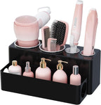 Lifewit Hair Tool Organizer Countertop, Removable Blow Dryer Holder for Bathroom, Acrylic Hot Tools Organizer Storage for Curling Iron, Brush, Straightener, 4 Stainless Cups, Black, 30 cm/12 inch(L)