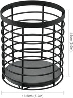 Utensil holder - Large Round Utensils Holder with Diatomaceous Base Matte Black Cooking Utensil Holder,Kitchen countertop Utensil Organizer (Metal)