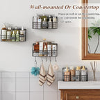 Hanging Wall Wire Basket-4Pack,Large Metal Organizer Baskets & Bathroom Shower Shelf with 4 Adhesive Hooks+5 S Hook, Wall Mounted Baskets & Shelves for Bathroom, Kitchen Storage