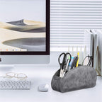 Remote Control Holder with 5 Compartments, KENOBEE Anti-slip Desktop Caddy Storage Organizer for Remote Controllers, Office Supplies, Makeup Brush, Media Accessories, Gray