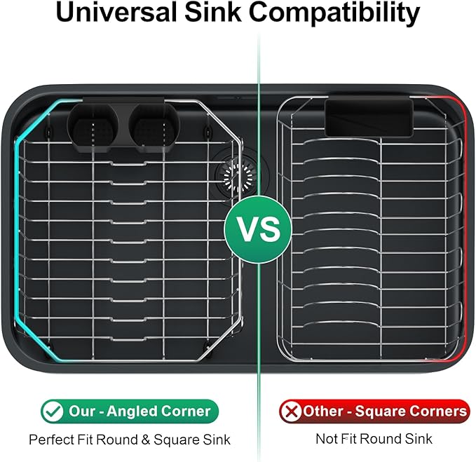GSlife Small in Sink Dish Drying Rack - Stainless Steel Compact Dish Drainer for RV Kitchen Apartment Sink, Rust Resistant Inside Sink Rack, 1–2 Person Households, 11.6" W x 13.4" L, Silver