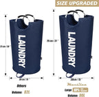 90L Large Laundry Basket, Freestanding Tall Clothes Hamper, Collapsible Laundry Bag, Dark Blue