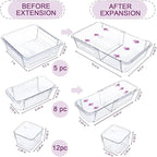 25 Pcs Clear Drawer Organizer, Adjustable Drawer Storage Box, 3-Size Desk Drawer Organizer, Acrylic Storage Bins for Makeup, Cosmetic, Kitchen Utensils, Bedroom Dressers Tool Organizer for Gadgets