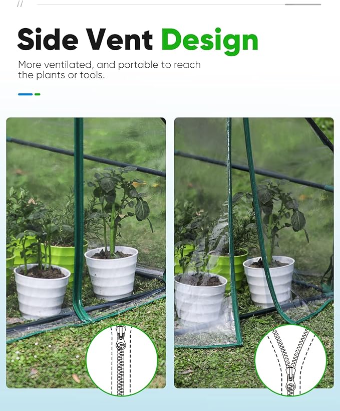 Quictent Mini Greenhouse, Portable Quick-Setup Small Tabletop Waterproof UV Protected PVC Cover Shelter for Outdoors/Indoors W/ Raised Base for Garden Plant Seed Starting, 8 Stake, 95"x36"x36", Clear