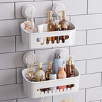 TAILI Shower Caddy Suction Cup 2 Pack, Heavy Duty Bathroom Organizer, Removable Shelves for Inside Shower, Shampoo, Waterproof Suction Plastic Storage for Bathroom Accessories Holder, White