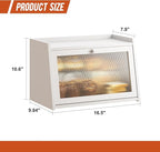 GHWIE Large Bread Box, Easy Access & Cleaning - Bamboo Bread Box for Kitchen Countertop with Acrylic Door (White, Medium)