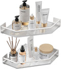 Acrylic Corner Bathroom Counter Organizer - 2 Tier Countertop Storage Shelves for Dresser, Kitchen, Laundry, Dorm Room (White)