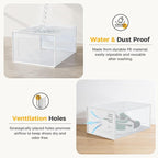 NEWBULIG 36 Clear Shoe Storage Boxes, Shoe Organizer for Closet with Lid, Plastic Stackable Breathable Shoe Cabinet with Lid for Sneakers, Heels & Boots, White