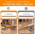 LINFIDITE Wine Glass Holder 2PCS Stemware Rack Hanger Under Cabinet Wine Glass Rack Kitchen Hanging Storage Rack Organizer,Black (For Partition Thickness under 1.18")
