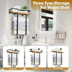 Towel Racks for Bathroom, Wall Mounted Towel Rack for Bathroom, Wall Towel Rack for Rolled Towels, Towel Storage for Small Decor-Black