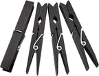 Juvale Wooden Clothespins - Indoor Laundry Hanging & Laundry Clips - Wooden Clothes Pins for Crafts & Photo Clips - Strong Spring Grip & Mini Clothespins - Pack of 100, 4 in, Black